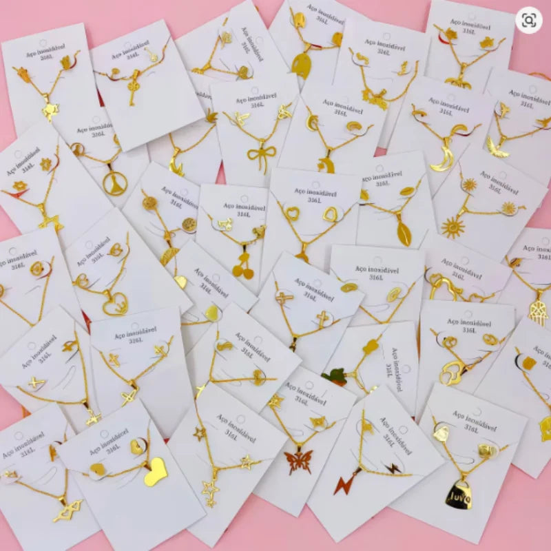 Random 1-5PCS Fashion Minimalist Jewelry For Women Vintage Twist Snake Bone Heart Butterfly Star Pendant Necklace Bracelet  No Box
