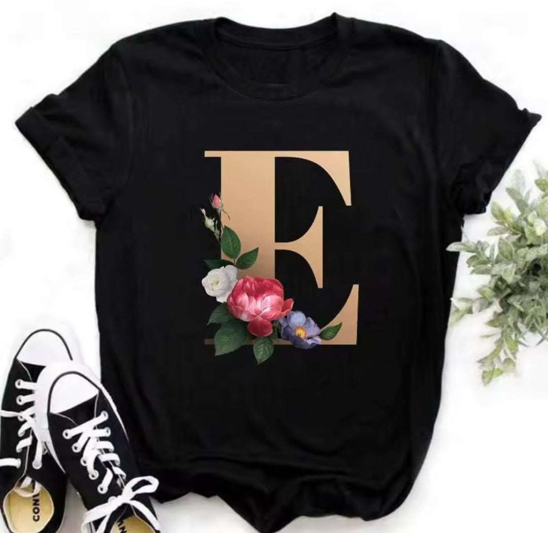 Floral Alphabet Graphic Tee – Letter M